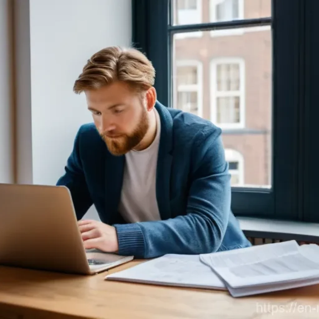 네덜란드에서 집 구하는 방법 - **Prompt:** A diverse young professional, in their late 20s or early 30s, is intently focused on a l...