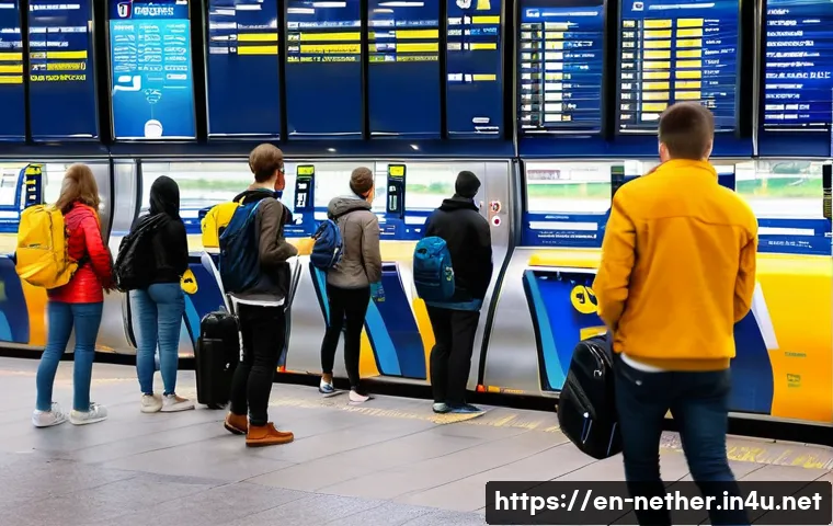 네덜란드 유학생 생활 꿀팁 - A vibrant urban scene at a busy Dutch train station during morning rush hour, featuring diverse youn...