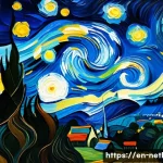 반 고흐 미술관 vs 렘브란트 하우스 차이점 - A vivid, emotionally charged scene inspired by Van Gogh&rsquo;s "Starry Night" featuring swirling, thick b...