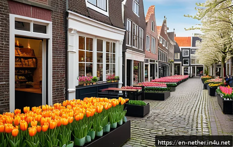 네덜란드에서 유명한 쇼핑몰과 브랜드 - A vibrant Dutch urban shopping street scene in springtime, featuring a harmonious blend of historic ...